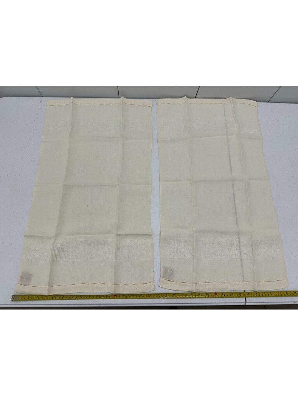 Vintage 2 Anichini Hand Towels Cream 100% Linen Luxury Made in Italy Apx 16"x27"